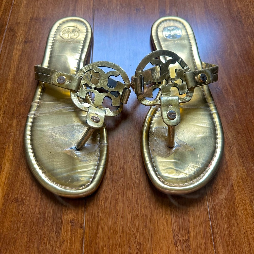 Gold Tory Burch Miller Sandals